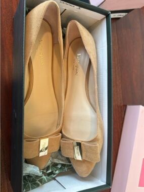 kate spade tan suede bow flats